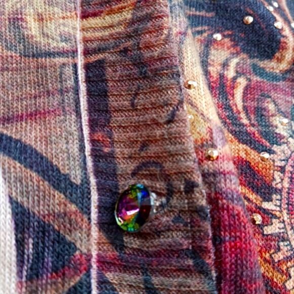 NY Collection Paisley Gold Studded Cardigan - Picture 8 of 15